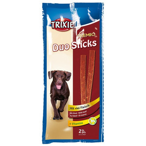 Przysmak dla psów - kiełbaski Duo Sticks drób lub wołowina, 2x11g