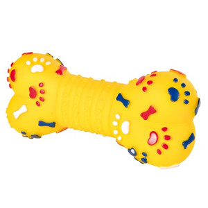 Zabawka dla psów - piszcząca kość gumowa we wzory 18 cm