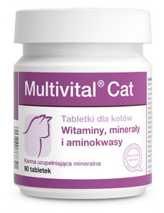 Minerały, witaminy i aminokwasy dla kotów w każdym wieku w tabletkach Dolfos Multivital Cat, 90 tab