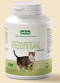 Witaminy dla kotów z tauryną w tabletkach, Mikita Felvital+Tauryna, 100 tab