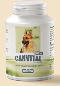 Naturalne witaminy i mikroelementy dla psa z czosnkiem Canvital+czosnek, 150 tabl