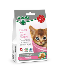 Przysmak dla kociąt - smakołyki dr Seidla dla kotów z prebiotykami i tauryną, 50 g