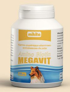Witaminy na skórę i sierść dla dużych psów Amino Biotin Megavit, 50/150/400 tab